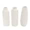 White Ceramic Dimensional Chevron Textured Vase with Varying Shapes Set